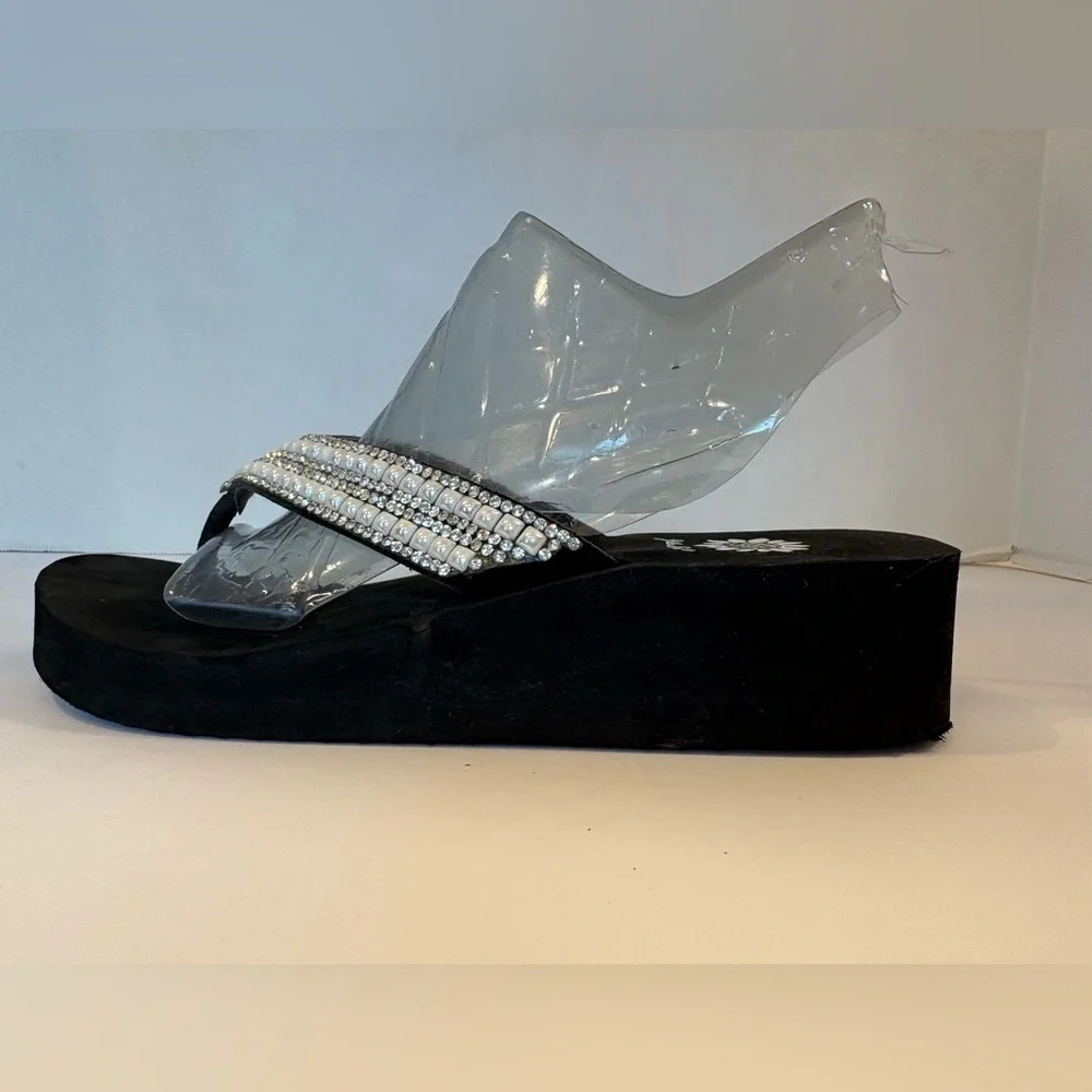 Yellow Box Valence leather beaded flip flops sandals size 7.5 - Picture 4 of 11